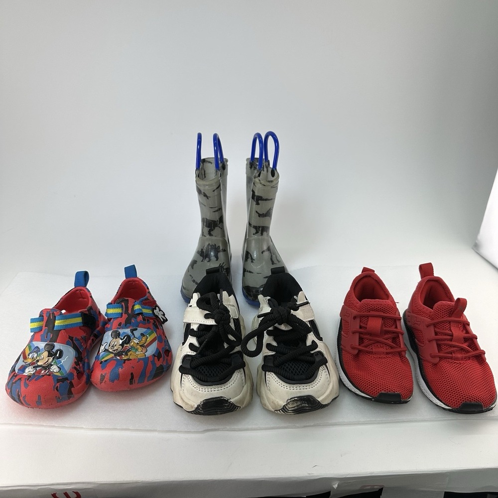 Kids Shoes Bundle Lot 4 Pairs Mickey Mouse Puma Rain Boots Toddler Size 5-6